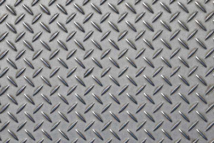 Anti slip gray metal plate with diamond pattern