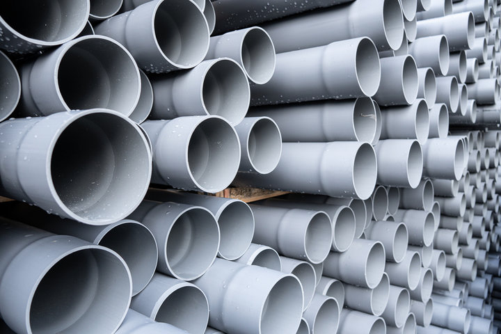 Gray PVC tubes plastic pipes