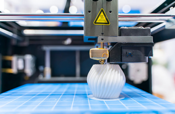 3D printer or additive manufacturing and robotic automation technology