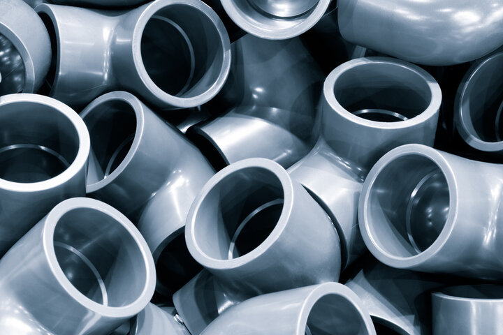 Grey pvc plumbing pipes