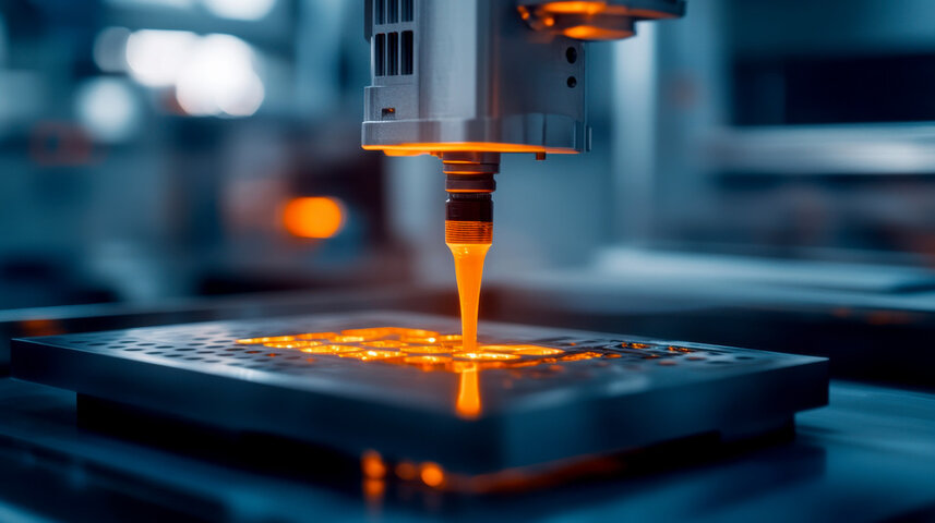 plastic being injected into a mold